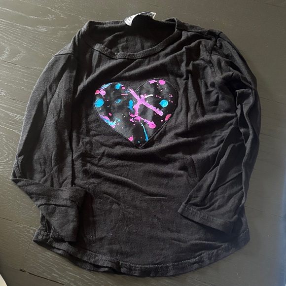 Kids Long Sleeve Black Tee with Heart Design - Picture 1 of 1
